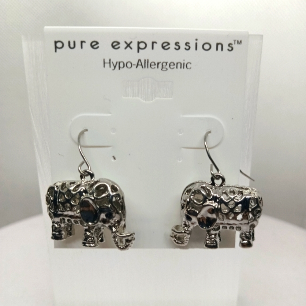 Pure Expressions Elephant Hollow Earrings